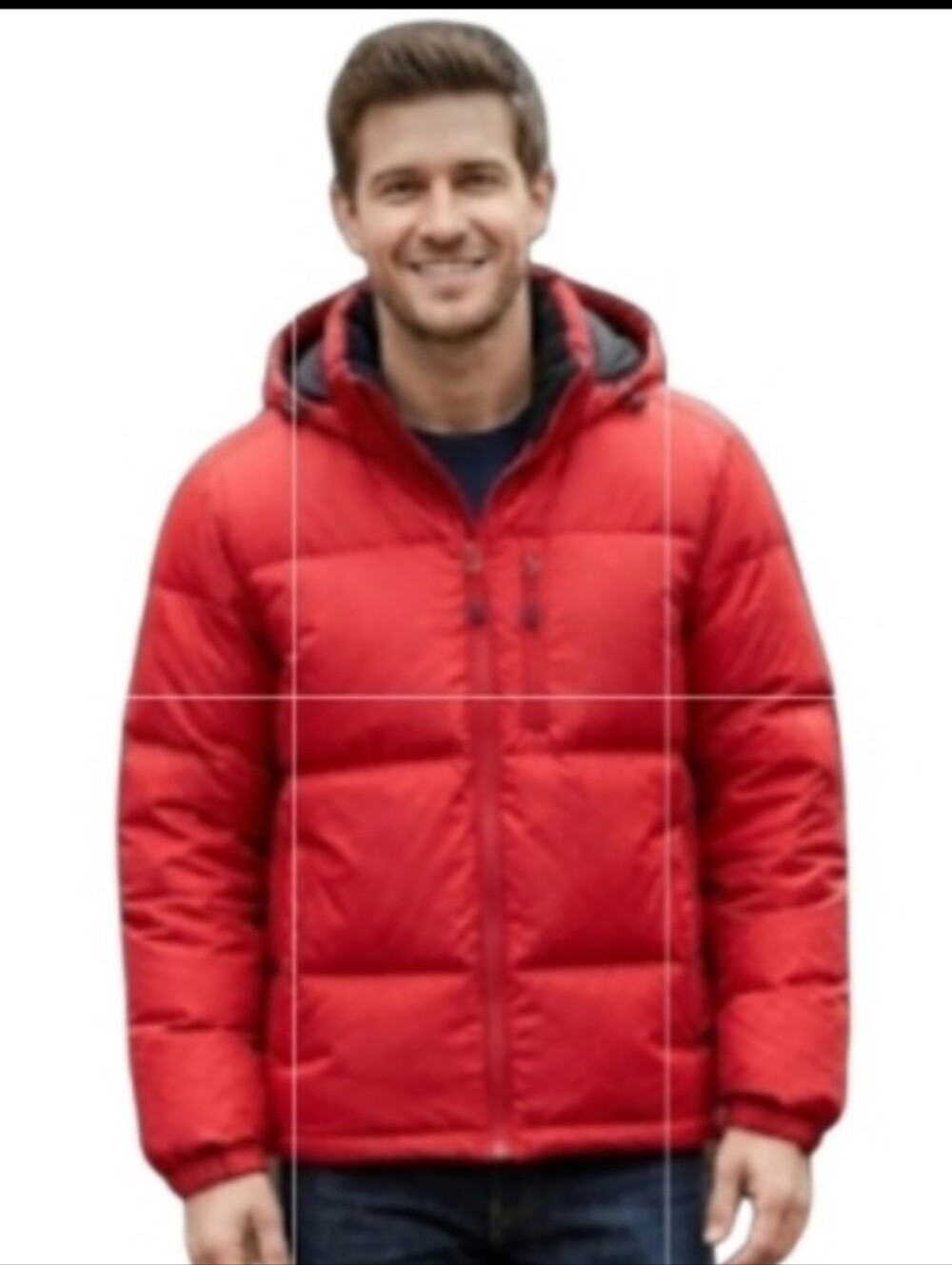 "GAP" Mens Red Down Puffer Jacket Hooded Water Resistant Fleece Lined Small S